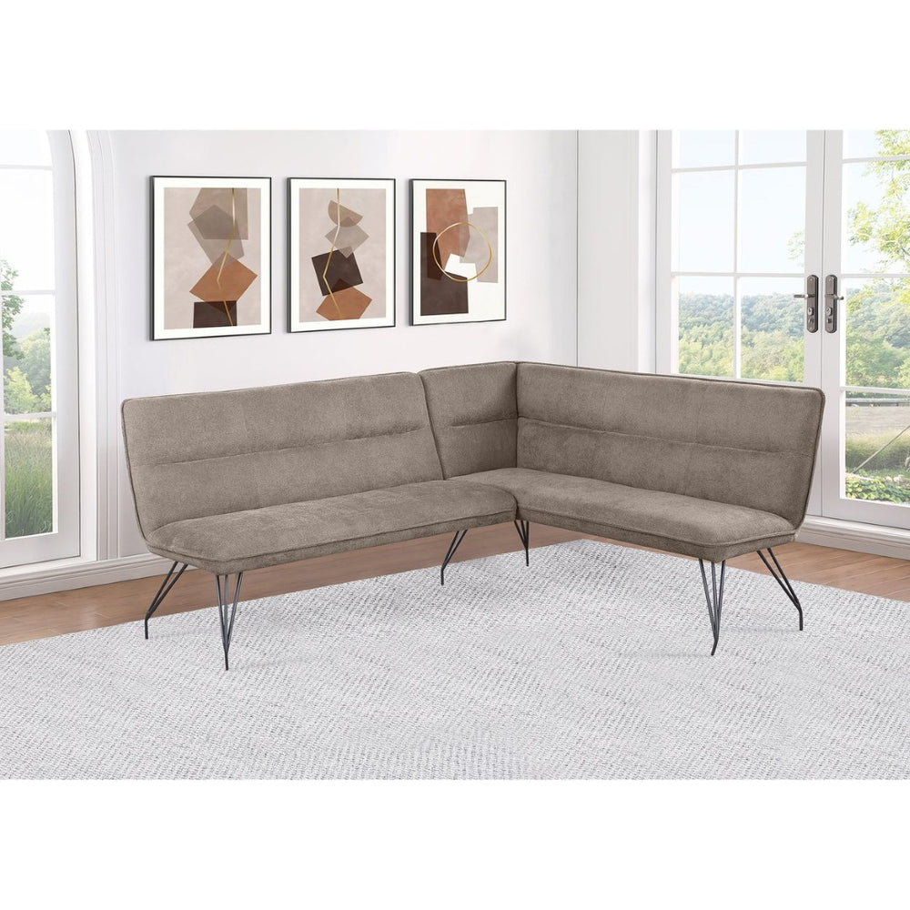 English Elm Ledger Upholstered L-shaped Bench Tufted Fabric Corner Dining Nook Seating Taupe B062P441113