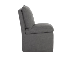 Sunpan Glenrose Elegant Wheeled Dining Armchair - Classic Comfort with Feather-Filled Cushions for Style Effie Smoke