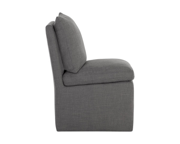 Sunpan Glenrose Elegant Wheeled Dining Armchair - Classic Comfort with Feather-Filled Cushions for Style Effie Smoke