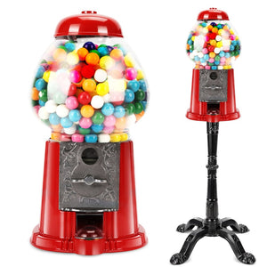English Elm 15 Inch Vintage Glass Globe Gumball Machine with Stand Coin Operated Red Metal Base W2841P284378