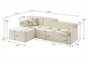 English Elm Modern Corduroy High Back Sectional Sofa Anchoring Living Room Corner Space W3396P413153