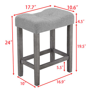 English Elm Dining Round 5-Piece Table Set with Solid Wood Chairs, Linen Upholstery, Industrial Modern Style Gray W487P333510