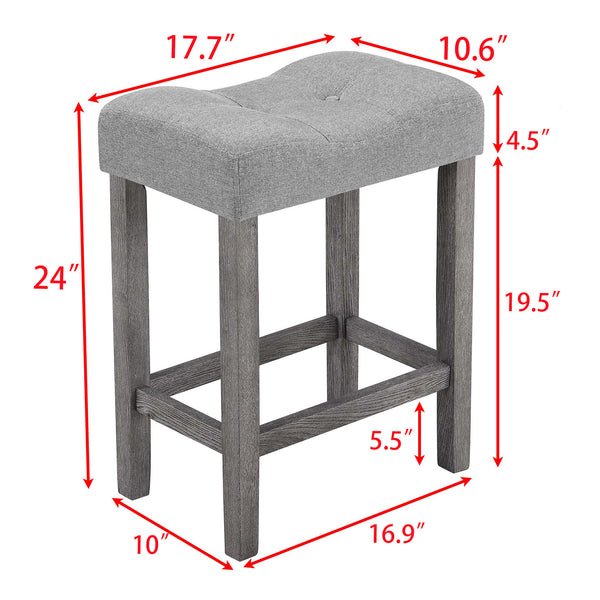 English Elm Dining Round 5-Piece Table Set with Solid Wood Chairs, Linen Upholstery, Industrial Modern Style Gray W487P333510