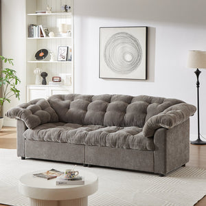 English Elm 99.2" Chenille Modern Deep Seat Sofa with Cloud-Like Cushioning, Zippered Arm Pads & Solid Wood Frame Grey W1193S00150