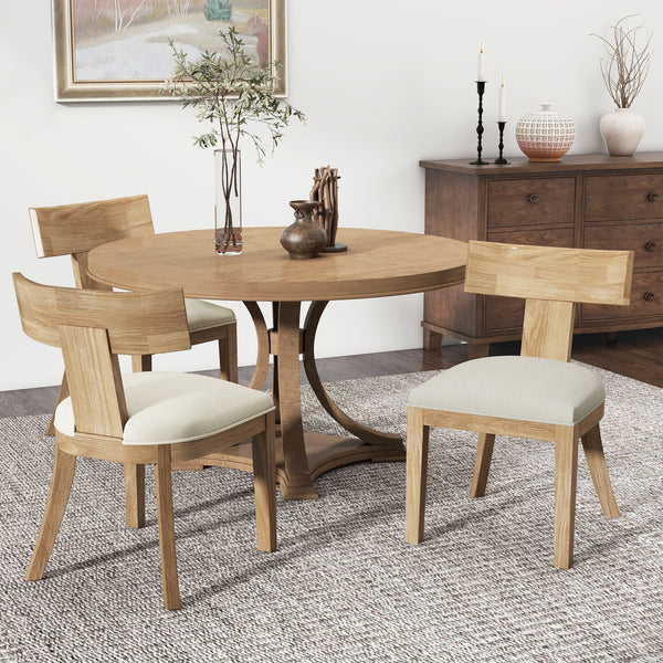 English Elm Christopher Knight Home® - DINING Fabric Upholstered Side Chairs Set of 2 with Curved Slat-Back, Rubberwood Frame, Plush Comfort Beige 74605.00BGE