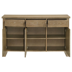 English Elm Dreydon Oak Veneer Sideboard with Reeded Panels Felt Drawers and Adjustable Shelves B062P440063