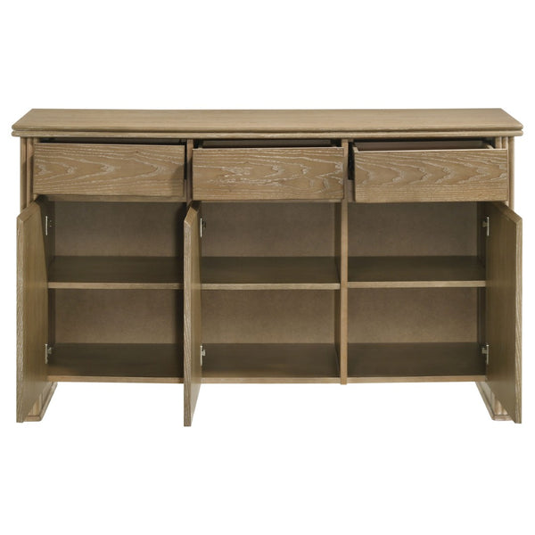 English Elm Dreydon Oak Veneer Sideboard with Reeded Panels Felt Drawers and Adjustable Shelves B062P440063