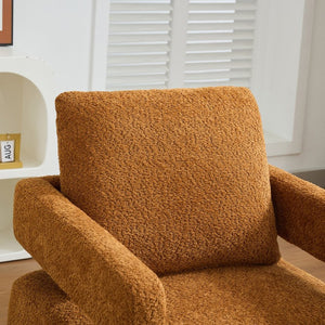 English Elm 29.13" Boucle Swivel Lounge Chair Open Back Sculptural Accent Seat for Living Room Caramel W3188P280197