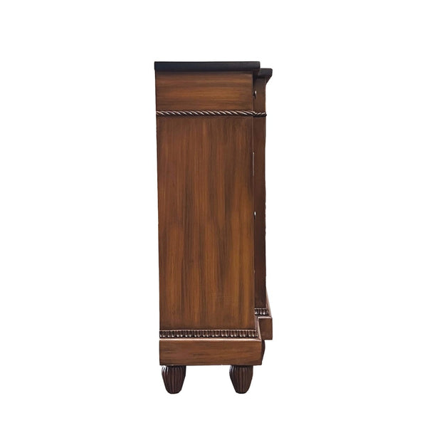 English Elm Vidi Oak Finish Entryway Console Cabinet with Felt Drawers and Bronze Hardware B2726P293609