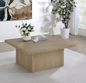 English Elm Square Engineered Wood Coffee Table with Pedestal Base for Modern Living Rooms B016P473408