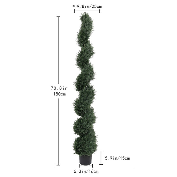 English Elm 6ft Spiral Topiary Cedar Artificial Potted Trees Porch Patio Entryway Accent 2 Pack W2945P390483