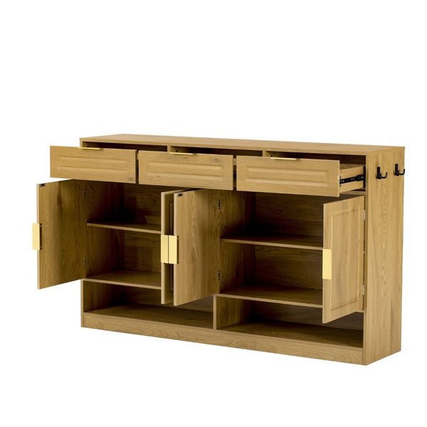 English Elm U-Style Farmhouse Sideboard With 3 Drawers & 4 Doors – Stylish Storage Buffet For Every Room! N711P345213O-GIGA