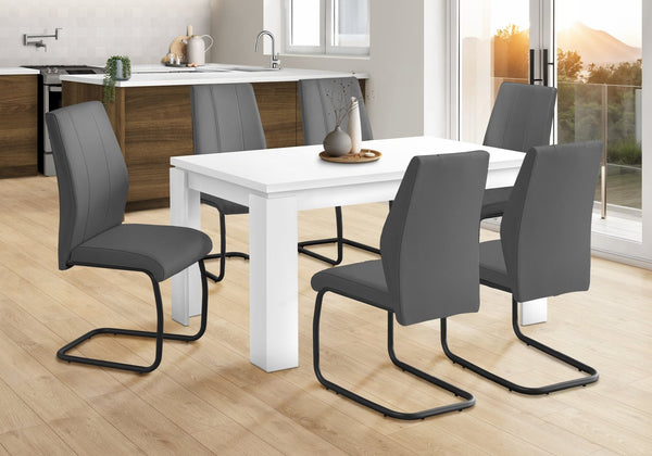 English Elm Dining 60" Rectangular White Laminate Dining Table for 6 — Thick Panel MDF, Block Legs, Modern Chic B2710P286985