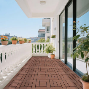 English Elm 12-inch Interlocking Pp Deck Tiles Snap Together for Patio Balcony or Courtyard 44 Sq Ft W3022P251853