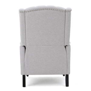 English Elm Charcoal Wingback Pushback Recliner with Button Tufted Diamond Fabric Upholstery Light Grey N763P410529R