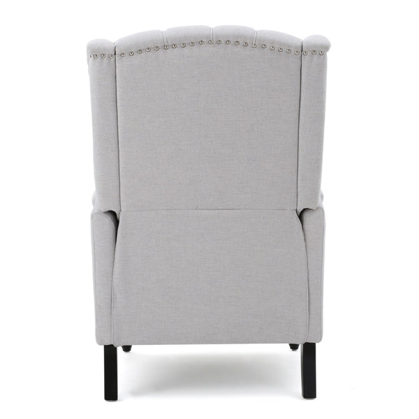 English Elm Charcoal Wingback Pushback Recliner with Button Tufted Diamond Fabric Upholstery Light Grey N763P410529R