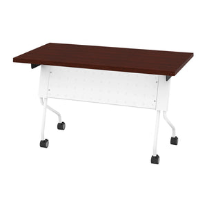 OSP Home Furnishings 4' Flip Top Nesting Training Table with Locking Casters for Office and Classroom Use Mahogany 84224WM