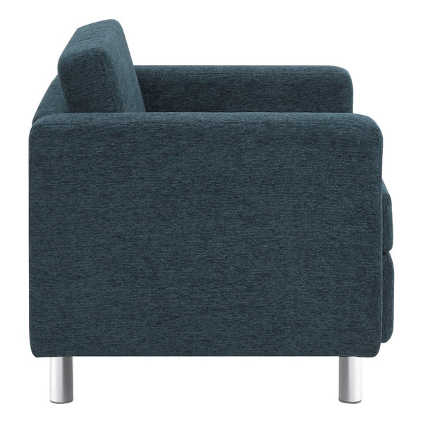 OSP Home Furnishings Pacific Club Armchair with Chrome Legs and Performance Fabric for Modern Living Rooms Armchair Navy PAC51-S76