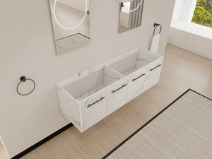 English Elm 60 Inch Wall-mounted Bathroom Vanity Cabinet with Soft-Close Doors, Eco Plywood, Scratch & Water-Resistant Finish White W999P208037