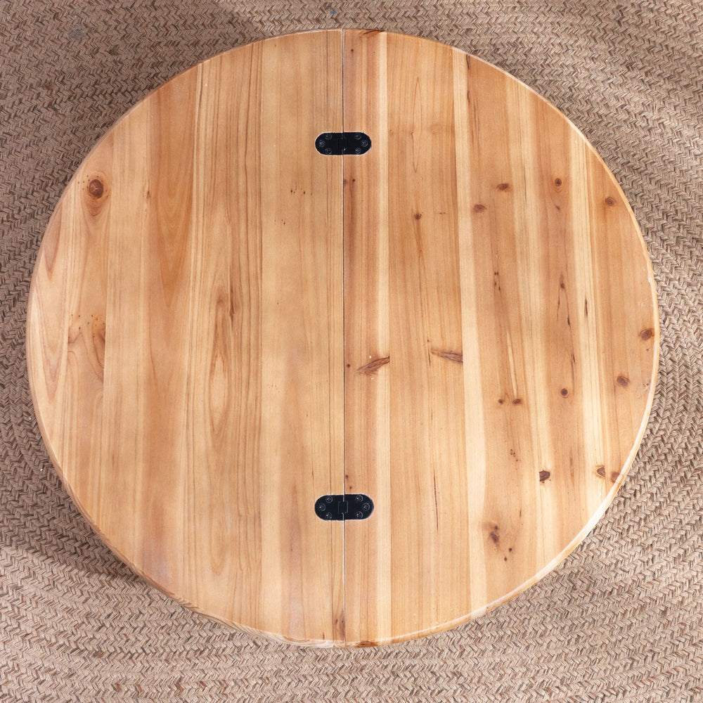 English Elm Round 30.3" Wooden Coffee Table with Lift-Top Storage, Rustic Modern Round Centerpiece for Living Room W2729P270752