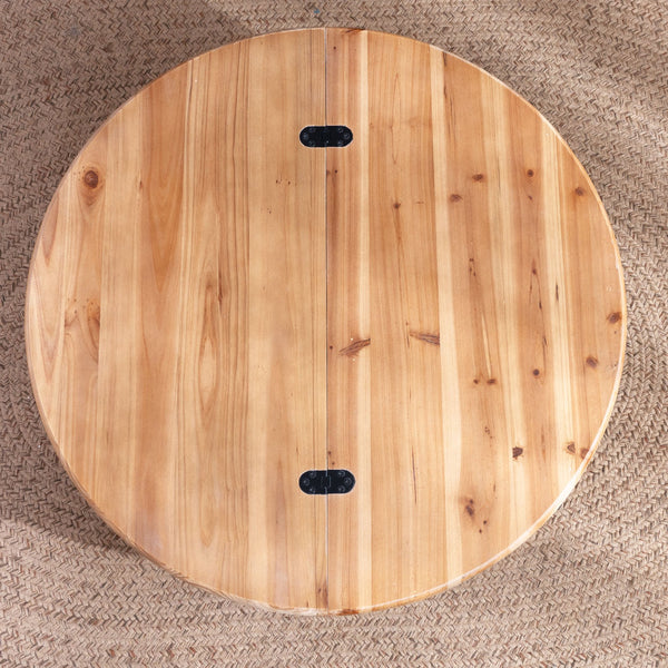 English Elm Round 30.3" Wooden Coffee Table with Lift-Top Storage, Rustic Modern Round Centerpiece for Living Room W2729P270752