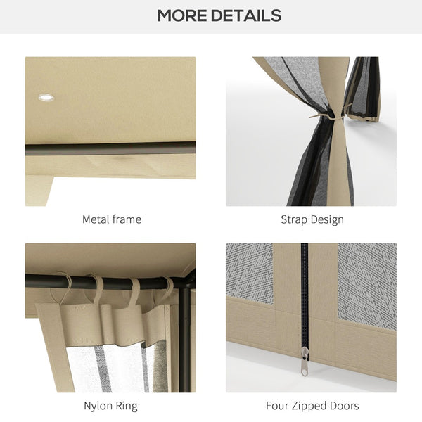 English Elm Outsunny 9.6' X 11.6' Patio Gazebo With Two-Tier Roof, Mesh Walls For Bug-Free Outdoor Relaxation W2225P174223-GIGA