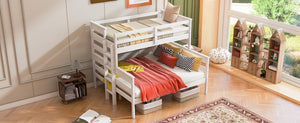 English Elm Wood Twin Xl Over Queen Bunk Bed With Ladder - Stylish Space-Saving Design For Kids & Guests! GX000446AAK-1-GIGA