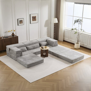 English Elm Compression Mahjong Sofa Bed – Versatile Modular Floor Sofa With No Assembly, Soft Fleece & Pillows W3723S00020