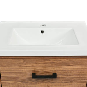 English Elm 48'' Bathroom Vanity with Sink 48.8'' Modern Freestanding 6-Drawer Ceramic Basin Cabinet for Baths Natural Wood N710SS00008P