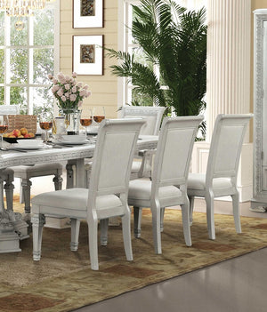 English Elm Traditional Elegant 2pc Arm Chair Set with Upholstered Seats, Ornate Corbels, Solid Rubberwood Finish Ivory 44 L x 23 W x 17 H B2741P407592