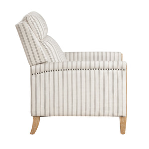 English Elm Classic Farmhouse Push-Back Recliner Chair with Striped Fabric, Nailhead Trim, Solid Wood Frame, 300lb Capacity B011P396186