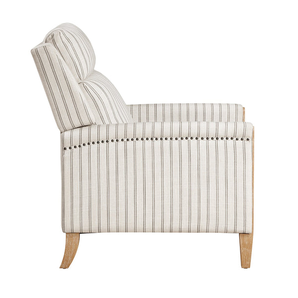 English Elm Classic Farmhouse Push-Back Recliner Chair with Striped Fabric, Nailhead Trim, Solid Wood Frame, 300lb Capacity B011P396186