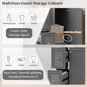English Elm 24" Gray Bathroom Vanity Cabinet with Ceramic Sink, Soft-Close Door, 2 Drawers, Smart Storage, Durable Design N729P264336E