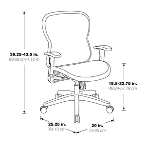 OSP Home Furnishings Deluxe R2 Mesh Ergonomic Office Chair with Lumbar Support and Synchro Tilt Control 529R-R22N1F2