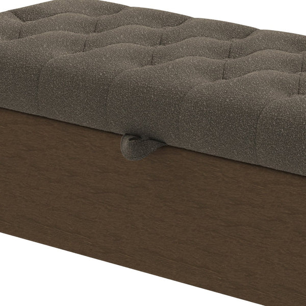 English Elm Modern Boucle Tufted Storage Ottoman Bench with Gold Legs for Bedroom or Entryway Coffee N719P305620D