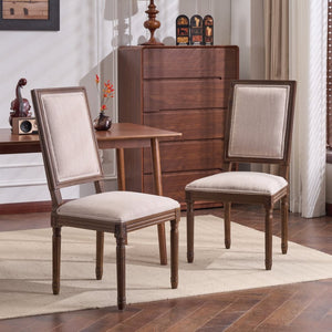 English Elm [set of 2] Cane Back Dining Chairs Rubberwood Fluted Legs French Provincial Style N767P263677B