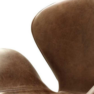 English Elm Retro Retro Brown Top Grain Leather Accent Chair with Padded Cushion, Nailhead Trim & Chrome Base B062P186468