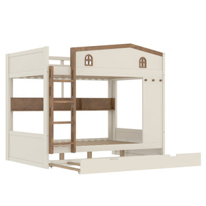 English Elm Twin Xl Solid Pine Loft Bed with Built-in Led Lighting and Storage Shelves W1580S00392