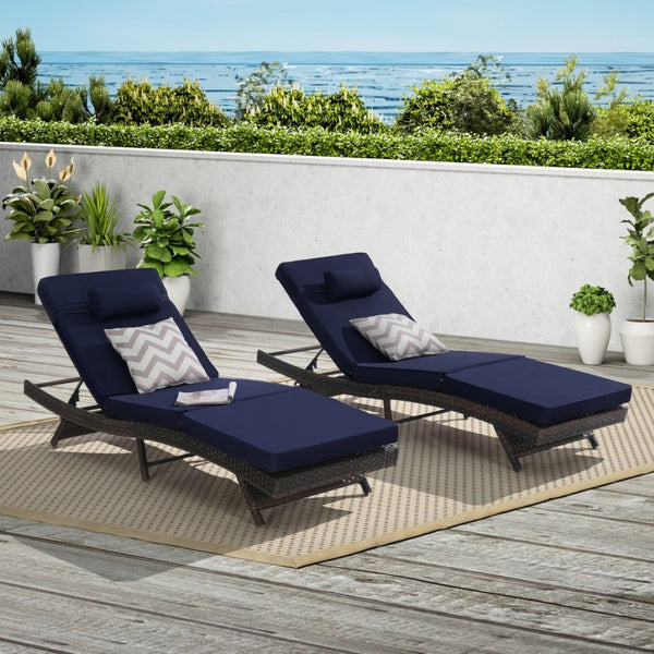 English Elm Outdoor Wicker Reclining Chair Set Of 2 - Adjustable Lounge Chairs With Cushions For Ultimate Comfort W874P264722-GIGA