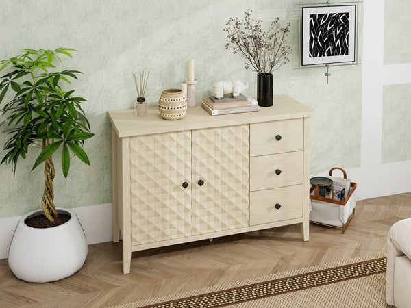 English Elm Modern 2 Door 3 Drawer Storage Cabinet with Adjustable Shelves, Metal Slides, Hinges & Anti-Tip Safety் W688P223053