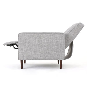 English Elm Christopher Knight Home® - Fabric Recliner Chair Mid-Century Modern Pushback Single Sofa with Tufted Cushion, Birch Legs, Cozy Comfort LIGHT GREY 60741.00LGT