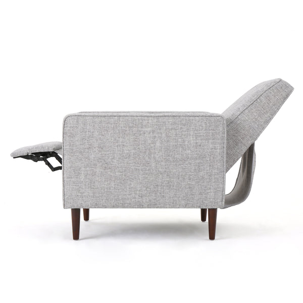 English Elm Christopher Knight Home® - Fabric Recliner Chair Mid-Century Modern Pushback Single Sofa with Tufted Cushion, Birch Legs, Cozy Comfort LIGHT GREY 60741.00LGT