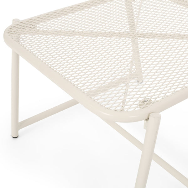 English Elm Kincaid Outdoor Iron Mesh Conversation Set Rust Resistant Patio Chairs with Side Table White N775P392159W