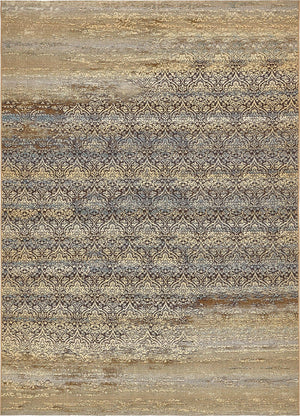 Unique Loom Outdoor Modern Transitional Machine Made Damask Rug Beige, Blue/Brown/Purple 8' 0" x 11' 4"