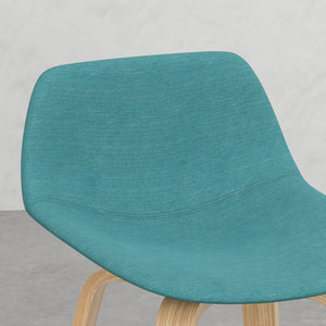 English Elm Harvard Aqua Blue Bentwood Counter/Bar Stools Set of 2 — Mid-Century Linen-Look Seats, Chrome Footrest B2732P253618