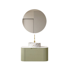 English Elm Dina 30" Wall-Mounted Bathroom Vanity With Curved Edges, Light Green Storage, And Ceramic Basin W2615S00501
