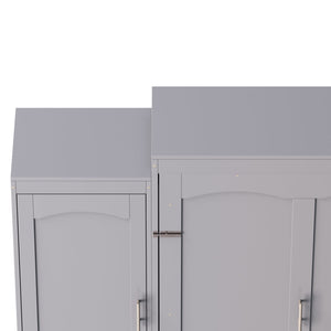 English Elm Full Full Size Murphy Bed with Two Wardrobes and Foldable Platform, Space-Saving Modern Guest Solution Gray 84.9 L x 12 W x 7 H N733S235596E