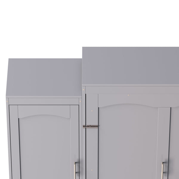 English Elm Full Full Size Murphy Bed with Two Wardrobes and Foldable Platform, Space-Saving Modern Guest Solution Gray 84.9 L x 12 W x 7 H N733S235596E