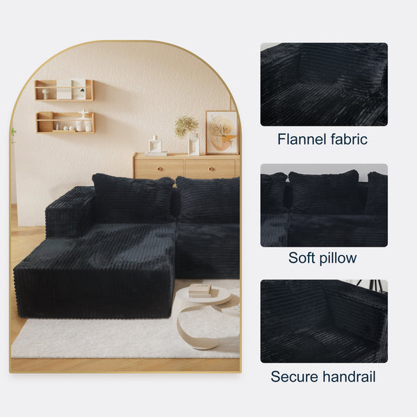 English Elm Cloud Plush Corduroy Sectional Sofa with L-Chaise, CertiPUR-US Foam, Stain-Resistant, No Assembly W3341P329068