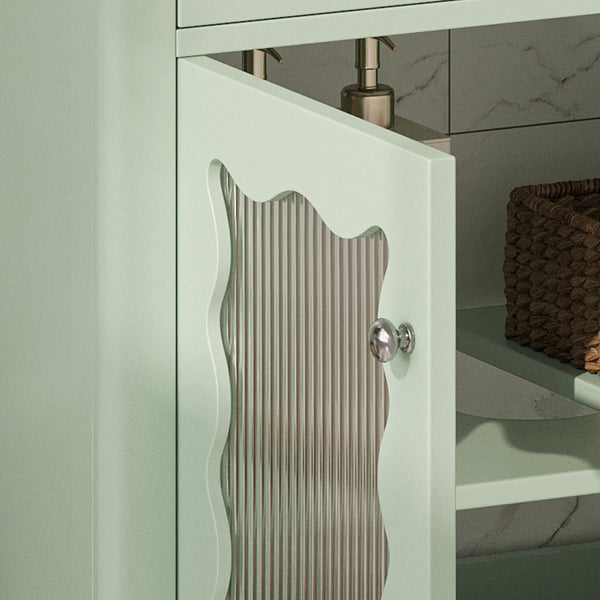 English Elm Christopher Knight Home® - 30 Inch Bathroom Vanity With Tempered Glass Doors, Soft-Close, Modern Green Cabinet & Ceramic Sink N817P299499G